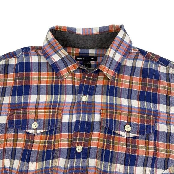Gap Kids Plaid Flannel Double Pocket Shirt Western Lightweight Cotton LS Boys L - Picture 2 of 8
